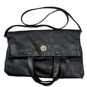 Kate Spade Black Leather Foldover Crossbody Purse Tote